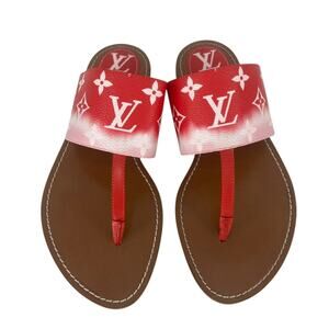 Louis Vuitton LV Monogram Escale Ombre Thong Sandals Red Pink White 38.5
